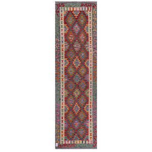 Alfombra Kilim de Maimana, Afganistán, 295 x 85 cm - Product Image 1