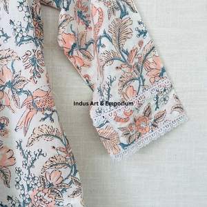 Hermoso vestido estampado floral de bloque de algodón Vestido para ropa informal Vestido estampado de bloque de mano - Product Image 6