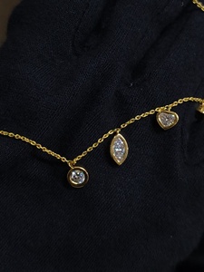 สร้อยคอเพชรทรงหยดน้ำหรูหรา รูปทรงกลม มาร์คีส์ หัวใจ เจ้าหญิง เพชรเลี้ยงในห้องแล็บ เกรด VVS VS EF CVD สำหรับผู้หญิง - Product Image 2