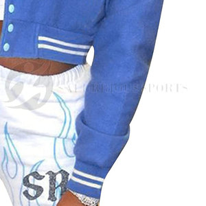 Chaquetas de béisbol con logotipo personalizado prendas de vestir exteriores de lana 100% con relleno de algodón estilo recortado fabricante de fábrica al por mayor - Product Image 5