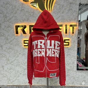 Sudadera con Capucha y Cremallera de Primera Calidad, Servicios OEM, Chaqueta con Cremallera y Pedrería, Lavado Ácido, Estilo Vintage, Sudadera de Forro Polar para Hombre, Ropa Urbana - Product Image 1