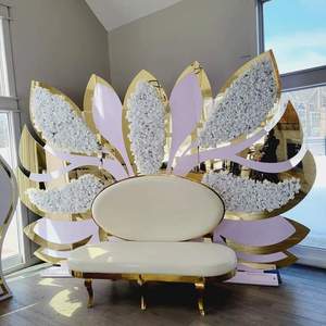 ฉากหลังอะคริลิครูปดอกไม้หรูหราทันสมัยแผงทองตกแต่งเวทีงานแต่งงานมาใหม่สำหรับตกแต่งงานอีเว้นท์ - Product Image 5