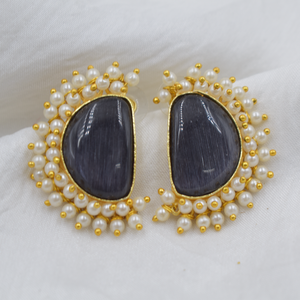 Pendientes de tuerca de piedra, última colección, pendientes de tuerca chapados en oro de diseñador, venta al por mayor, Pendientes chapados en oro de 18 quilates hechos a mano para mujer - Product Image 6