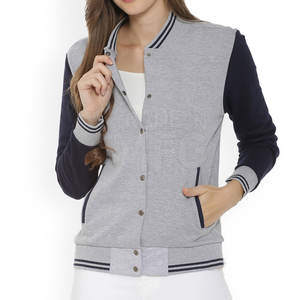 Meilleure vente grande taille veste Letterman à col montant pour femmes en coton et laine pour l'hiver respirant tricoté solide teint uni - Product Image 3