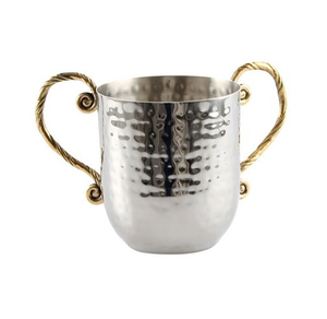 Tasse de lavage en acier inoxydable, finition martelée, poignée martelée, prix le plus bas, pour ensembles de salle de bain, artisanat indien - Product Image 3