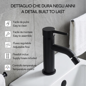 Rubinetto Miscelatore Bidet Nero Opaco Collezione Fiemme Koricini per Bagno - Product Image 2
