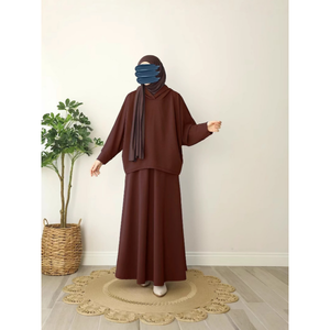 Moslim 2 Delige Set Dames Capuchon Rok Pak Hoodie Ramadan Marokko Dubai Islam Casual Ensemble Arabische Lange Rokken Outfits - Product Image 1