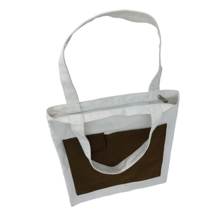 Bolsa de algodón de lona vintage coreana con logotipo impreso personalizado reciclable y reutilizable para estudiantes para viajes o playa - Product Image 5