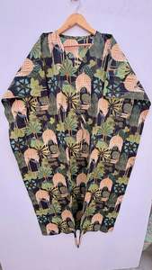 เดรสคาฟตันยาวถึงพื้นลำลองผ้าฝ้าย100% พิมพ์ลายรอบเอวธรรมชาติสำหรับสวมใส่แบบทางการ - Product Image 2