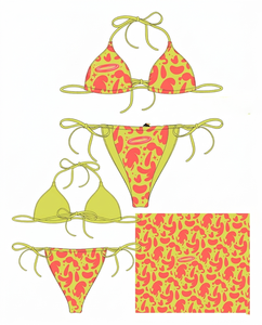 Premium 220 GSM Polyester Spandex Yellow Rose Print Tie Side <b>Bikini</b> <b>Set</b> Custom Heat Transfer Logo Women <b>Bikini</b> <b>Set</b> - Product Image 4