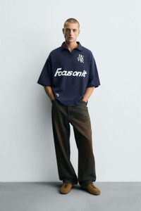 Polo holgado para hombre con serigrafía y logotipo personalizado 2025, camiseta retro de hombro caído de gran tamaño con estampado informal - Product Image 4