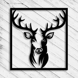 Tête de cerf géométrique moderne Art mural noir métal Animal Design pour la maison décoration intérieure chambre et décor de bureau rustique - Product Image 1