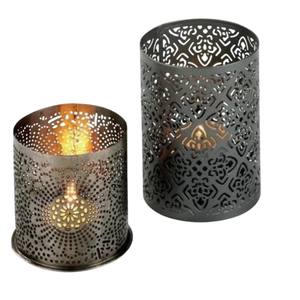 Bougeoir en fer noir et or en gros, bougeoir en métal fait à la main avec découpes en flocons de neige pour Noël et la décoration de la maison - Product Image 4