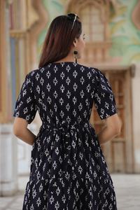 Robe décontractée mi-longue en coton 100% écologique, respirante, taille naturelle, style robe de bal - Product Image 4