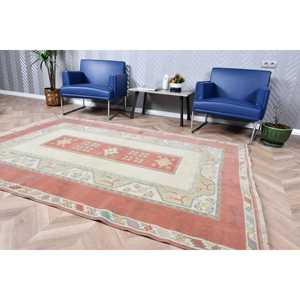 5.6x7.7 ft Large Vintage Rug, Turkish Rug, <b>Red</b> Blue Moroccan <b>Wool</b> Rug - Product Image 4