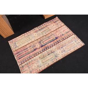 Elegante alfombra de área Kilim turca Vintage de 2,5x3,5 pies, acogedora lana Beige con patrón de retazos, decoración de tejido plano, adición para pasillo - Product Image 2