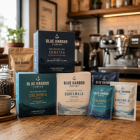 Sachets de café individuels AT PACK pour préparation à la main avec sachets imprimés et boîtes de vente au détail pour torréfacteurs de café