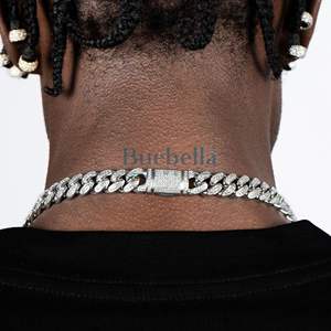 14K oro blanco 925 Plata fina Moissanite joyería 12mm estilo Hiphop Iced Cuban Link cadena collar 12mm Moissanite Cuban Link - Product Image 2