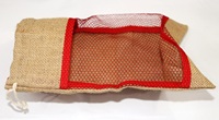 Sac en filet de jute biodégradable avec fenêtre pour l'emballage des fruits et légumes, sac en textile naturel écologique