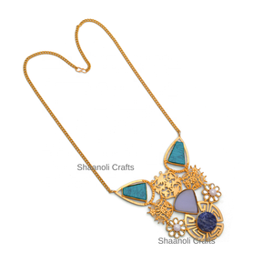 สร้อยคอประดับจี้หินเซอร์โคเนียชุบทองงานแฮนด์เมดสำหรับงานแต่งงานของผู้หญิงดีไซน์ล่าสุด - Product Image 1