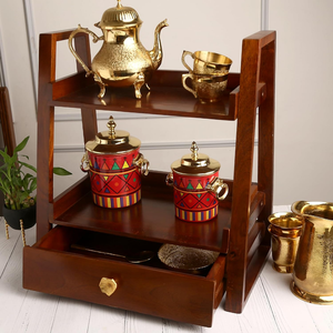 Premium Wooden Organizer With Dual Tier Design <b>Drawer</b> <b>Storage</b> And Decorative Gold Knob For Any Space From India - Product Image 6