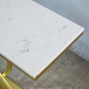 Contemporary Mirrored <b>Console</b> <b>Table</b> with Stone Top and Iron Frame <b>for</b> <b>Entry</b> Villa Living Room - Product Image 5