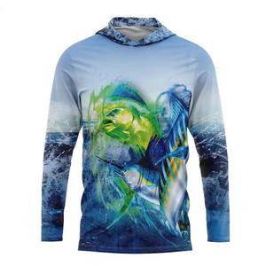 Vente en gros de chemise de pêche à capuche à manches longues séchage rapide 100% polyester UPF 50 Service OEM antibactérien disponible - Product Image 4