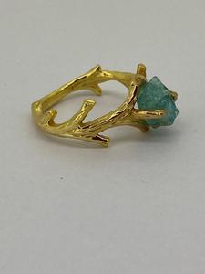 Unique Design Solid 925 Sterling Silver Natural Raw Appetite Gemstone Gold Plated Women <b>Girls</b> Fashion <b>Ring</b> Jewelry at Low Price - Product Image 5