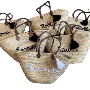 Personalized Straw Basket Bridal <b>Shower</b> Customized Straw <b>Bag</b> Beach Straw Tote - Product Image 1