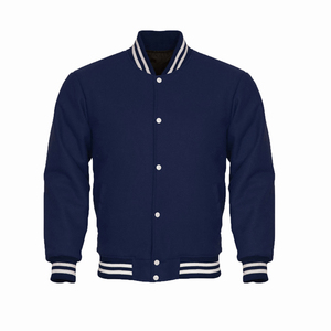 แจ็กเก็ตผู้ชายโลโก้ตามสั่งกันลมแขนยาวหนังสีฟ้าแบบตัวหนังสือ - Product Image 4