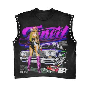 Moda novedosa 2025, camisetas con serigrafía personalizada para hombre, Camiseta holgada Vintage lavada de talla grande 100% de algodón con dobladillo desgastado para hombre - Product Image 5