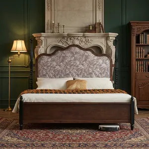 Modern Solid Wood Wall <b>Bed</b> <b>Frame</b> with Headboard - Product Image 3