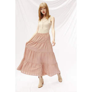 กระโปรงแม็กซี่ปักลายดอกไม้สไตล์แพรรี่ ผ้าชีฟองเนื้อนุ่ม จับจีบทรงตรง แบบดินสอ เหมาะสำหรับเต้นระบำหน้าท้อง งานพิธีการ แต่งระบายยางยืด - Product Image 1