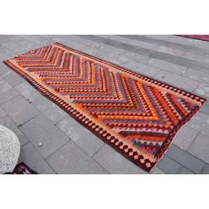พรมขนสัตว์สีส้มสีแดงทันสมัยขนาด4.3x11ฟุตสไตล์ตุรกีสำหรับห้องโถงห้องนอนน้ำยางหนา10มม. - Product Image 2