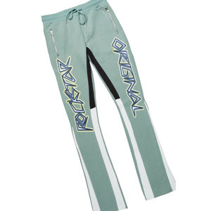 Pantalon évasé 100% coton 400 GSM personnalisé pour hommes ensemble de survêtement d'hiver lourd avec col à capuche imprimé numérique sur toute la surface - Product Image 6