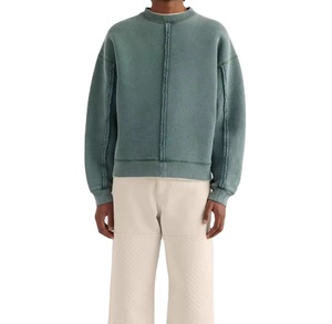 Vente en gros 100% coton pull surdimensionné vintage sweat lourd bord brut hiver avec impression numérique design teint uni - Product Image 1