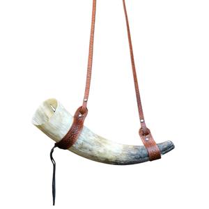 Belleza de lujo de alta calidad, nórdico tallado a mano, pulido, limpio, sellado, cuerno que sopla, correa de cuero de búfalo Real - Product Image 2