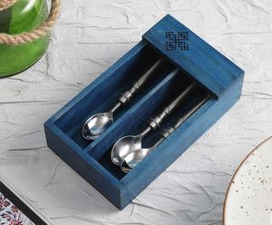 Wooden 2-Shelves Cutlery Organizer Box For Kitchen Tabletop Restaurant in Best Price - Product Image 4