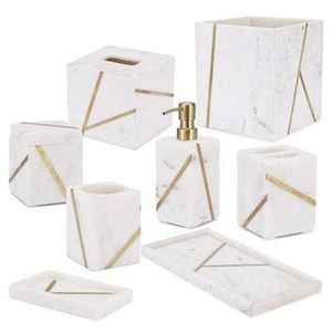 SANHOO Ensemble d'accessoires de salle de bain en résine de luxe moderne pour la décoration de la chambre d'amis de la maison ou de l'hôtel - Product Image 1