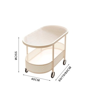 Modern Coffee Table <b>Bedside</b> Table Frame Metal Legs Wood/Glass Top Laminate Painted <b>Shelves</b> Rubber Wheels Home Furniture - Product Image 4