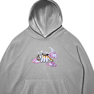 Grey Cloud Tiger Embroidered <b>Hoodie</b> Unisex Streetwear Oversized Harajuku Pullover <b>Aesthetic</b> Cute Design Fashion Sweatshirt <b>Hoodi</b> - Product Image 6