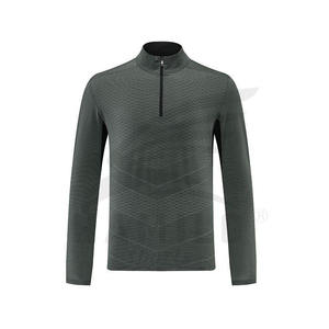 Quick Dry Poliéster Liso Manga larga Sports Quarter Zip Top 100% poliéster Media cremallera Sudadera - Product Image 3