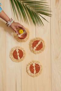 Diseño de tendencia, alfombrilla para mesa de comedor, posavasos de yute tejido a mano resistente al calor, alfombrillas bordadas para café, manteles individuales de lino de yute de ratán - Product Image 6