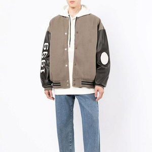 Men's Custom Logo College Baseball Varsity Jacket Embroidery Stand Collar Front Logo 100% <b>Wool</b> Eco-Friendly Quick Dry Breathable - Product Image 2