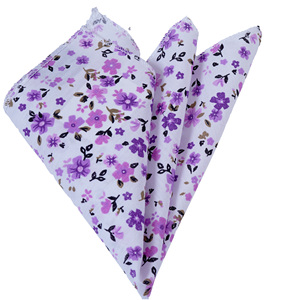 Pañuelo de cuello de algodón púrpura floral lila en blanco - Product Image 1