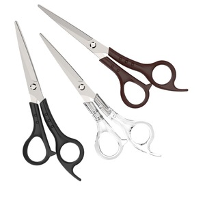 Economical Barber Scissor 7" Razor <b>Edge</b> With Black <b>Plastic</b> Handle, Satin Finished - Product Image 1