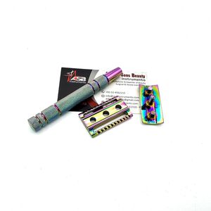 Rasoirs de sécurité arc-en-ciel multi-titane pour hommes Rasoir à double tranchant en acier inoxydable à lame interchangeable personnalisé et robuste - Product Image 3