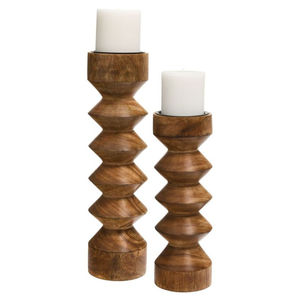 Wedding Parties Decoration <b>Candle</b> Holder And Stand Fancy Home Decoration Wooden <b>Candle</b> Holder <b>Set</b> Of 2 Wooden Candlestick - Product Image 1