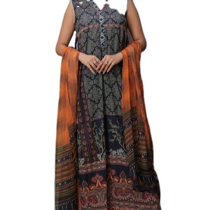 Akistered akistani tylish, se puede lavar, 3 piezas de césped bordado cosido indio Salwar kameez listo para usar - Product Image 1