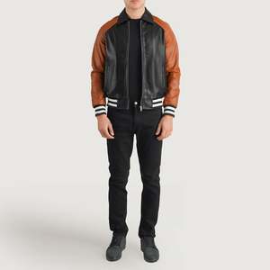 Walton High Quality Vintage Varsity <b>Jacket</b> Black Brown <b>Sheepskin</b> Wool Leather Size XS Casual Water-Proof Embroidered Autumn - Product Image 3